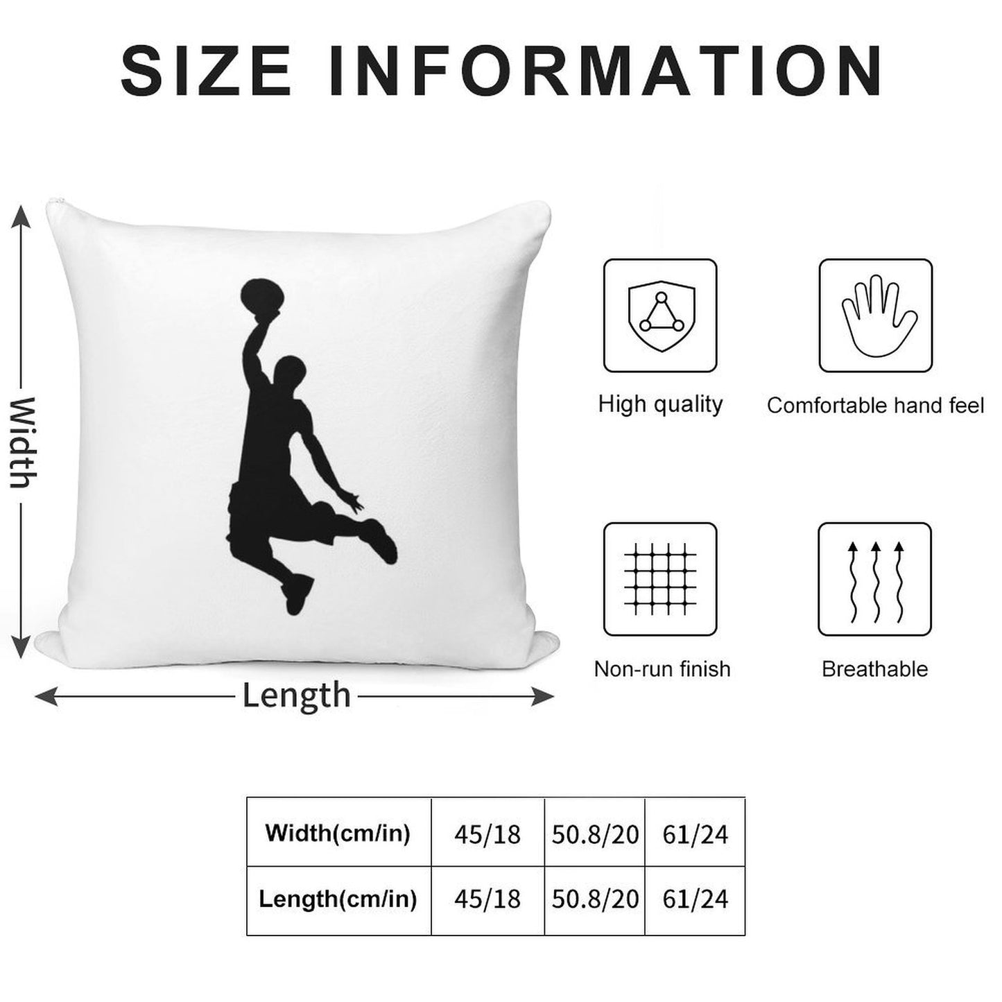 Basketball Player Design Soft Decorative Cover Throw Pillow