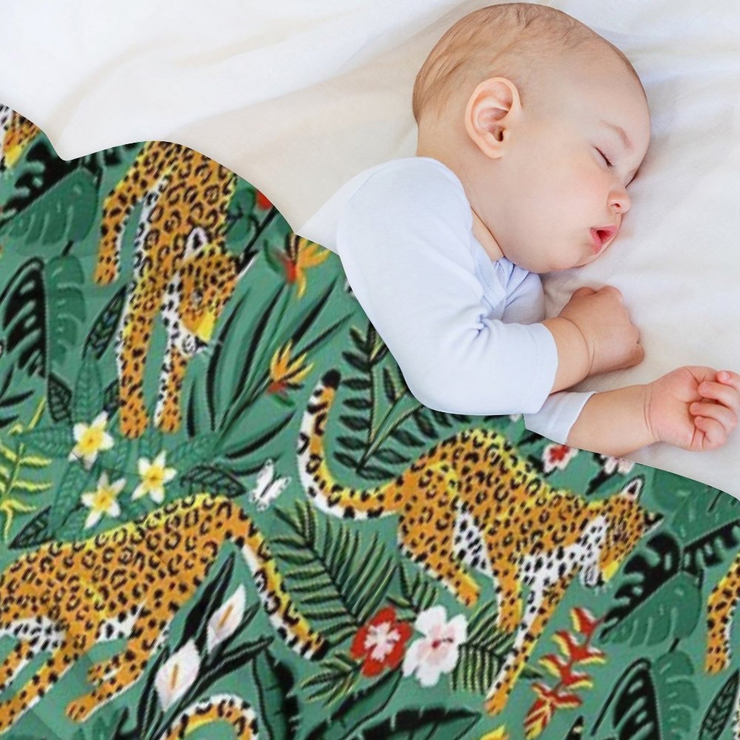 Dancing Jaguar Jungle - Green Throw Blanket