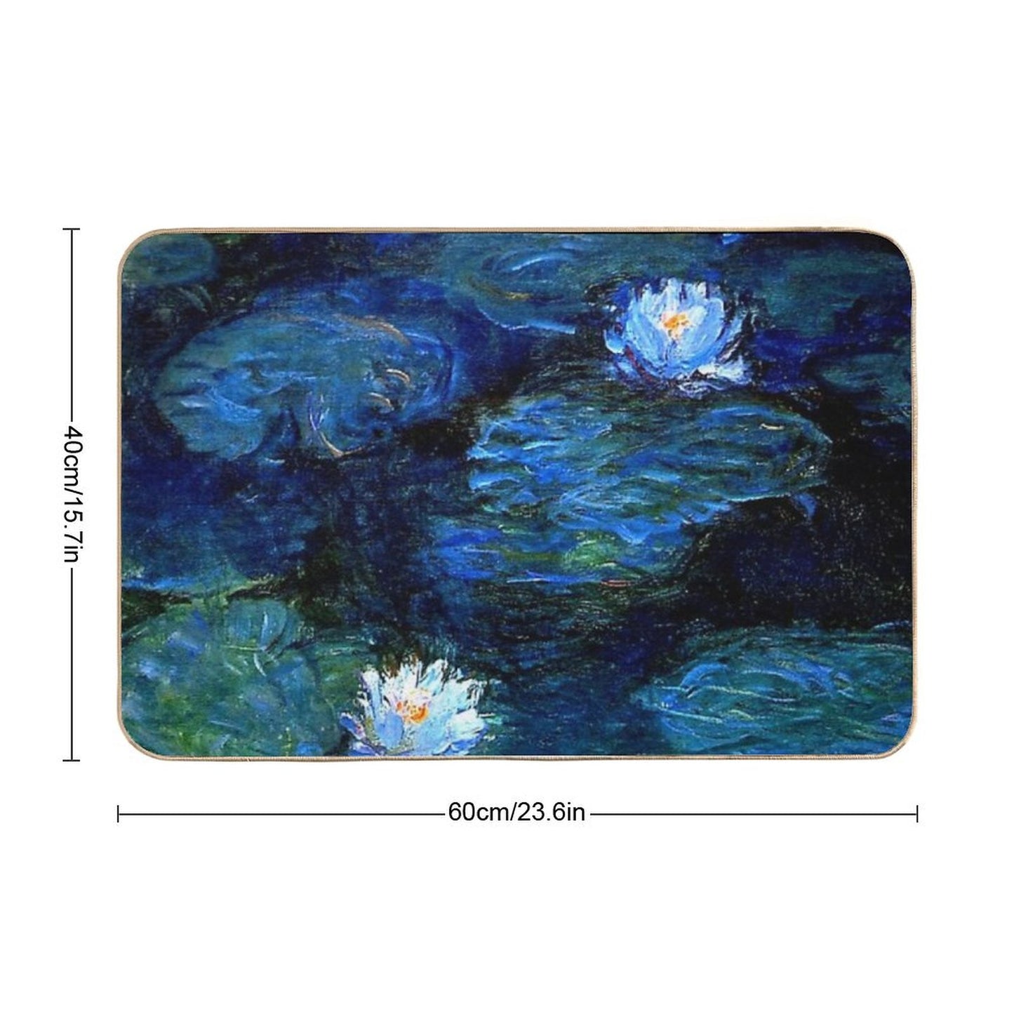 Water Lilies Monet Deep Blue Bath Mat