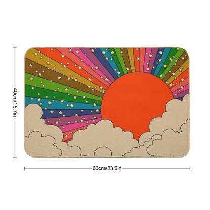 Rainbow 70s Sun  Toxin-Free Bath Mat