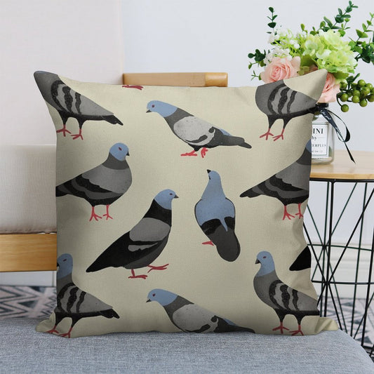Design 33 - The Pigeons Linen Throw Pillow Cover