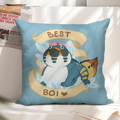 Dodogama Best Boi (MonHun World) Linen Throw Pillow Cover