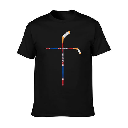 Christian Ice Hockey Sticks Cross Faith Sports T-Shirt