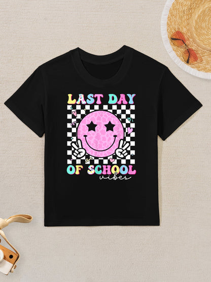 Last Day of School Vibes Teacher Student Groovy Graduation Kids T-Shirt