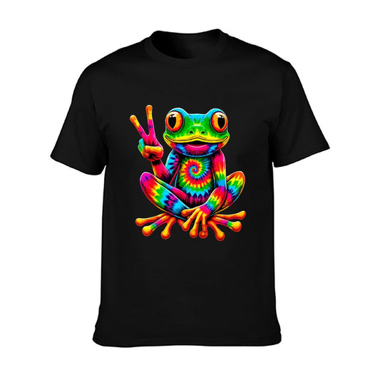 Tie-Dye Frog Peace Sign Hippie  Quick-drying T-Shirt