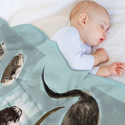New World Otters Throw Blanket