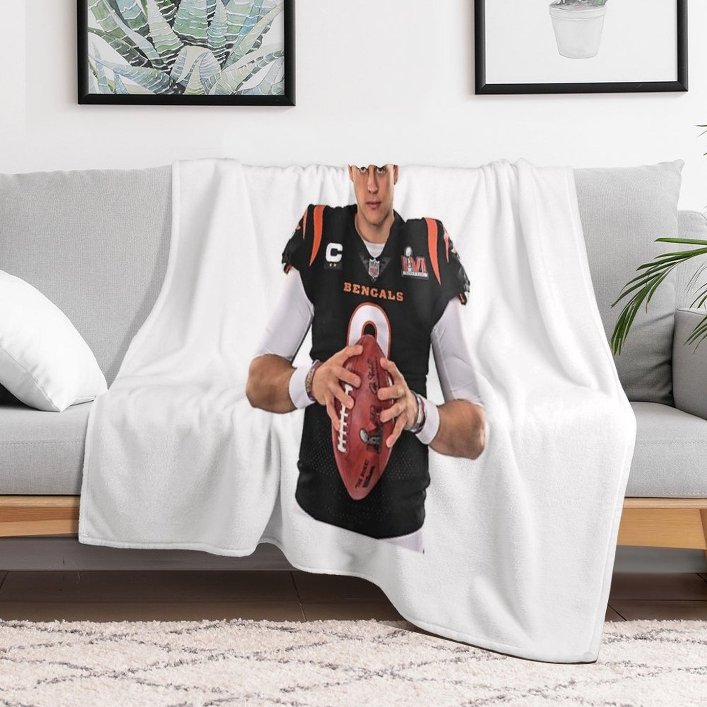 Natural Soccer League Overcome Yourself Joe Burrow Graphic Gift Throw Blanket