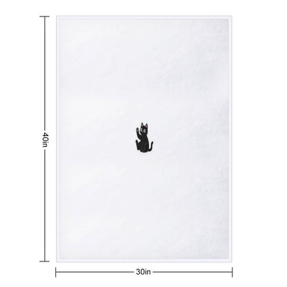 Waving Black Cat – Friendly Paw Sticker Throw Blanket