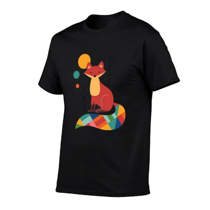 Rainbow Fox  Rolled Sleeves T-Shirt