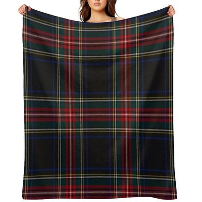 Stewart Black Scottish Tartan Throw Blanket