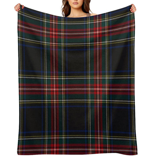 Stewart Black Scottish Tartan Throw Blanket
