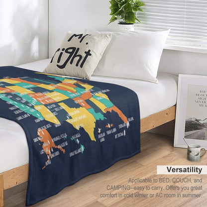 U.S National Parks Map - Adventure Awaits Throw Blanket