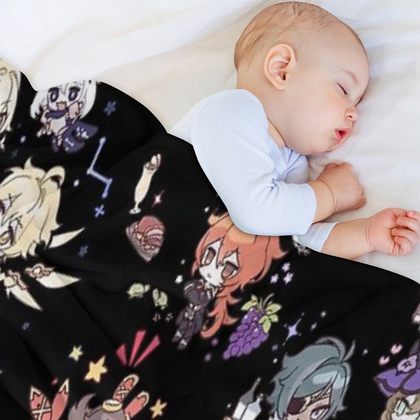 Genshin Impact Chibi Characters Assemble Throw Blanket