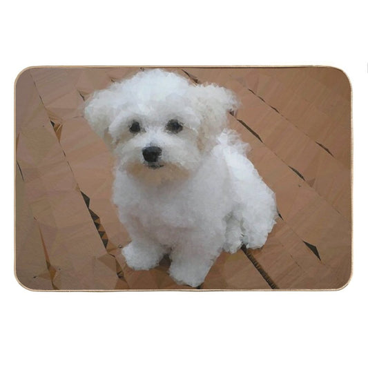Maltese Puppy Low Poly Geometric Triangles Bath Mat
