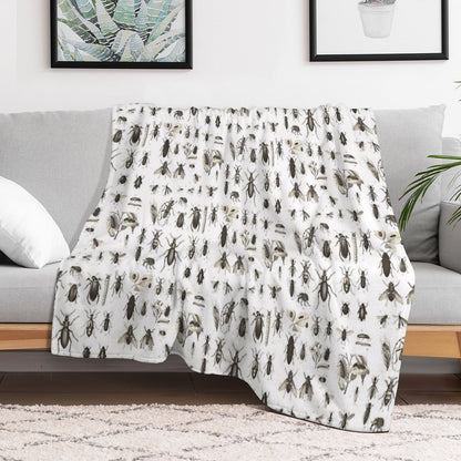Many Different Bugs Vintage Entomology Throw Blanket