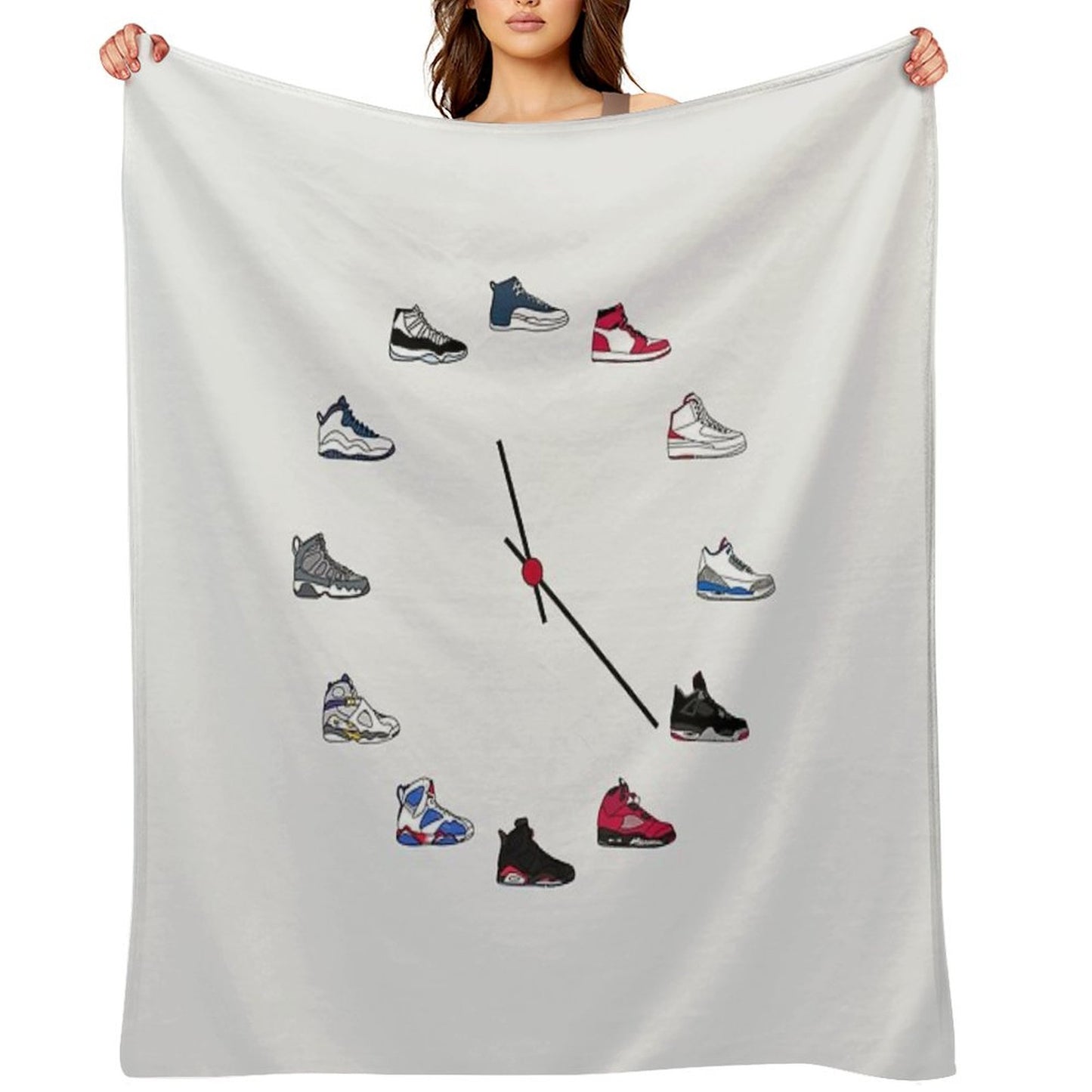 Jordan Sneaker Clock Throw Blanket