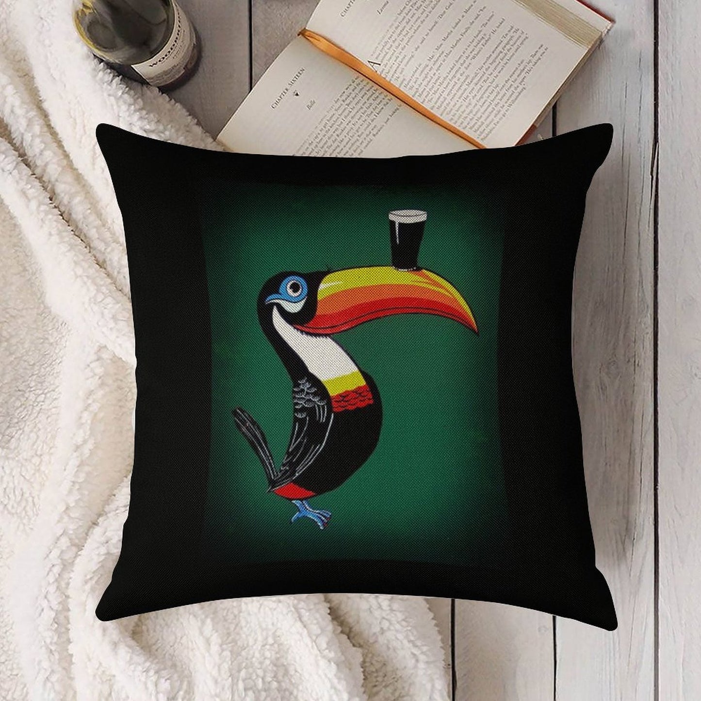 Toucan Linen Throw Pillow Cover