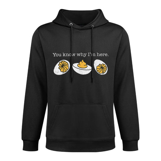 Funny Thanksgivings Holiday Retro Thanksgiving You Know Why Im Here Deviled Egg - Unisex-Adults & Kids - Black - Small - - Layering Staple Hoodie