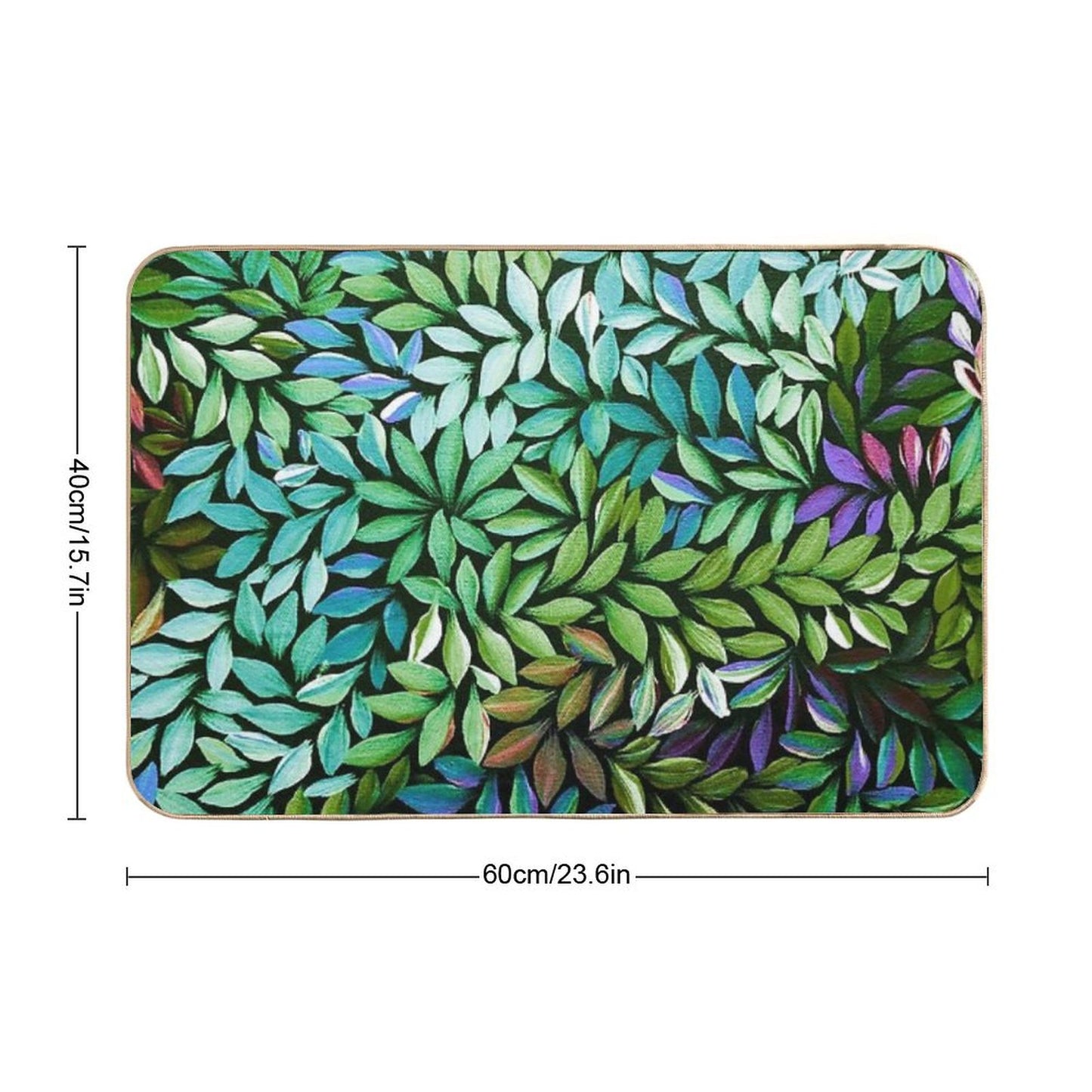 Australian Aboriginal Art Medical Leaves Turquoise Green Bath Mat
