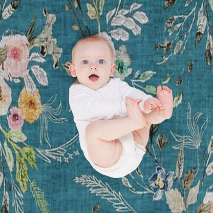 La Boheme Teal Floral Throw Blanket