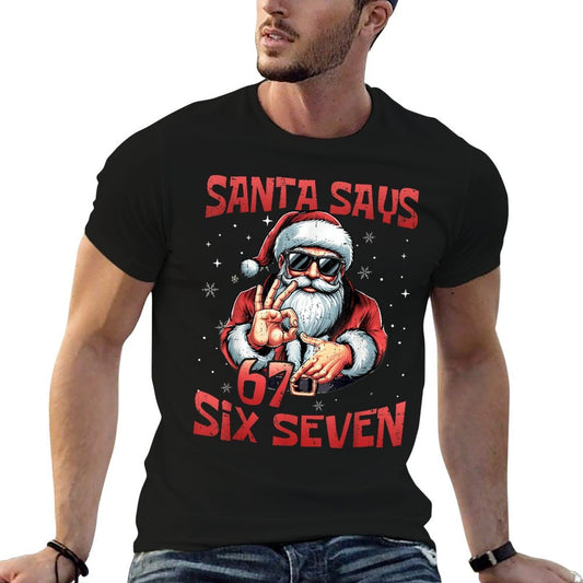 Funny Santa Says Six Seven Christmas 67 Meme Xmas Boys Girls  Eco-friendly Material T-Shirt