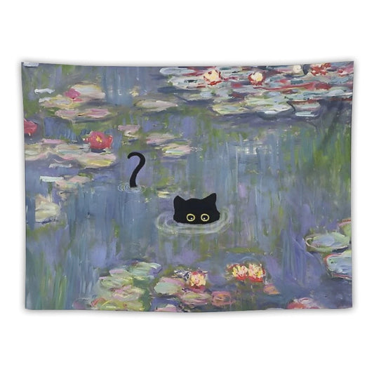 Cat Monet Waterlily Tapestry