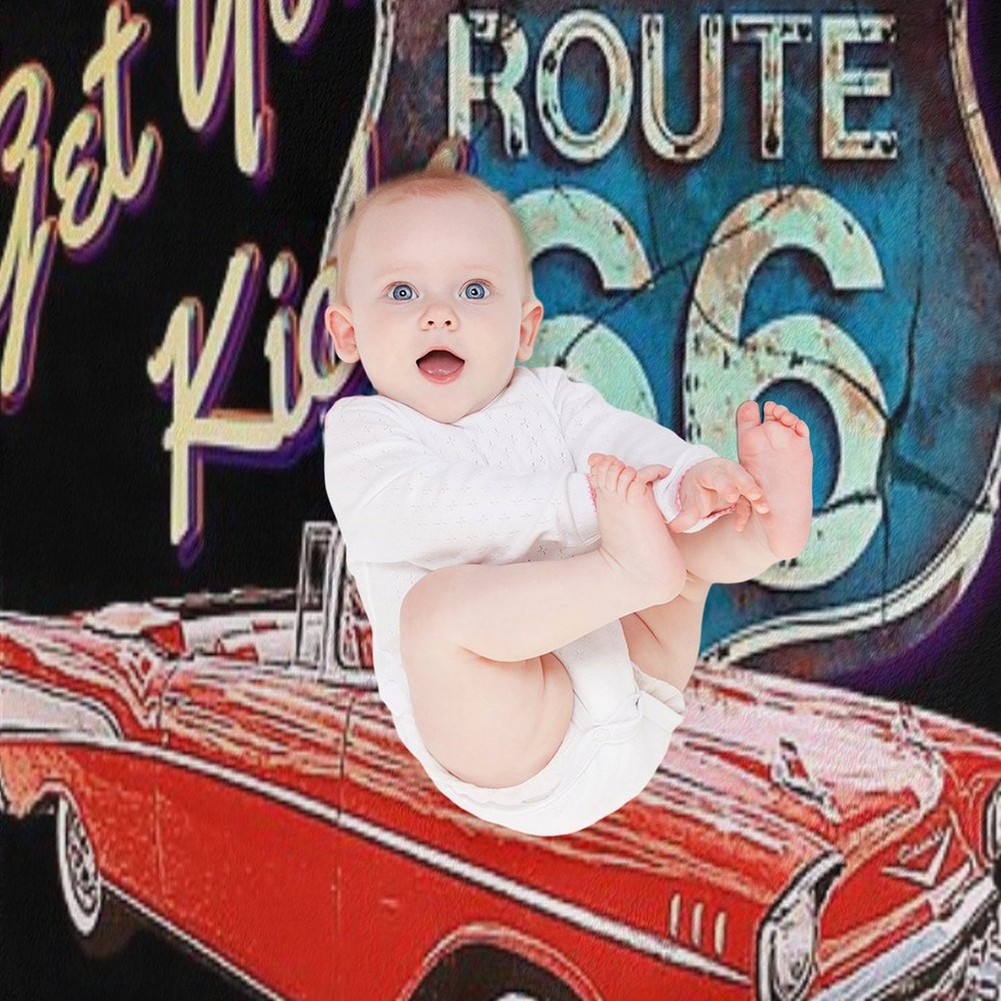 1957 Chevy Bel Air Vintage Retro Classic Car Street Hot Rod Antique Route 66 Design Throw Blanket