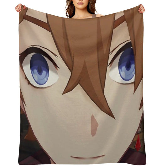 Childe (Tartaglia) Face Meme Throw Blanket