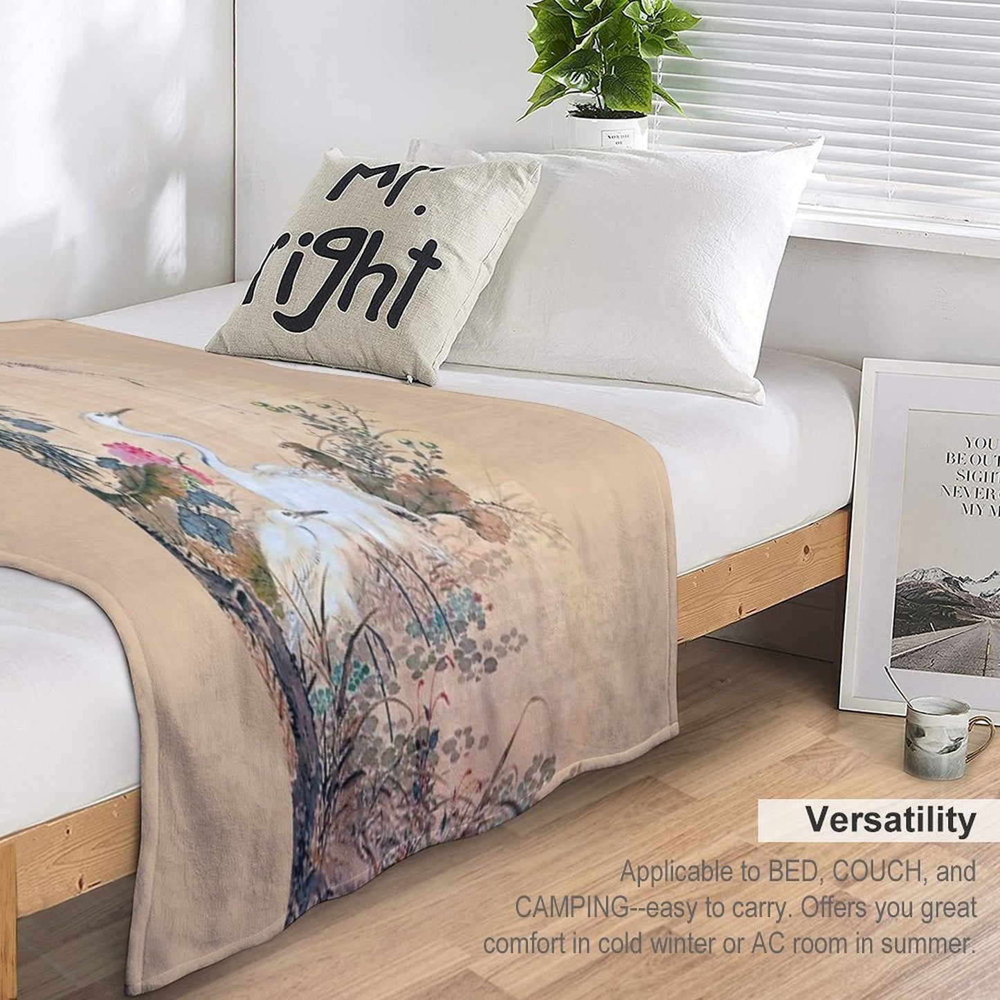 Egrets, Peonies, And Willows (Restored Japanese Artwork) Throw Blanket