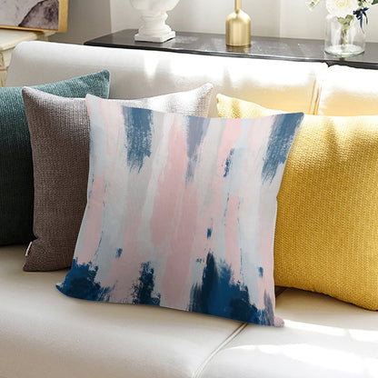 Abstract Blush And Blue Soft Anti-Pilling Throw Pillow