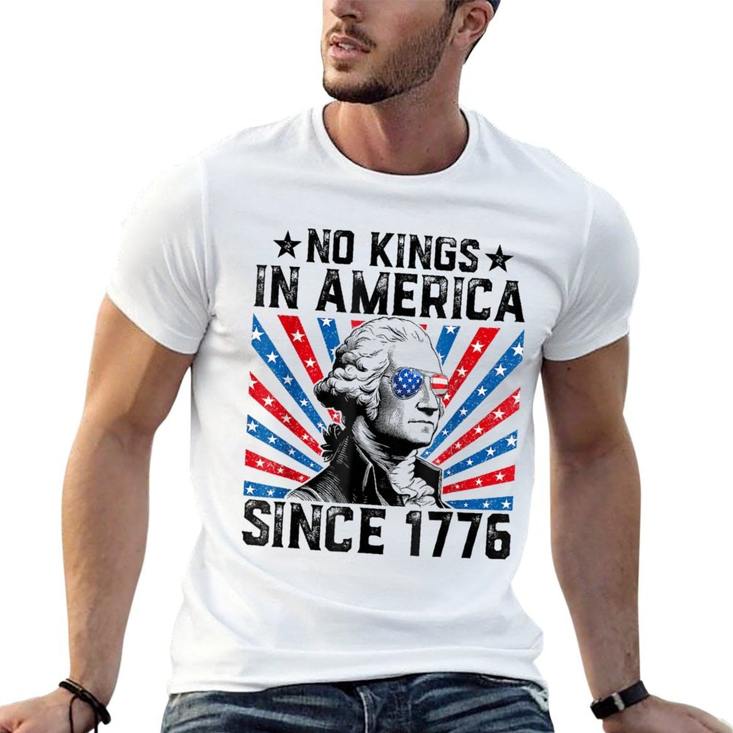 No Kings In America Since 1776 Distressed  Lightweight T-Shirt