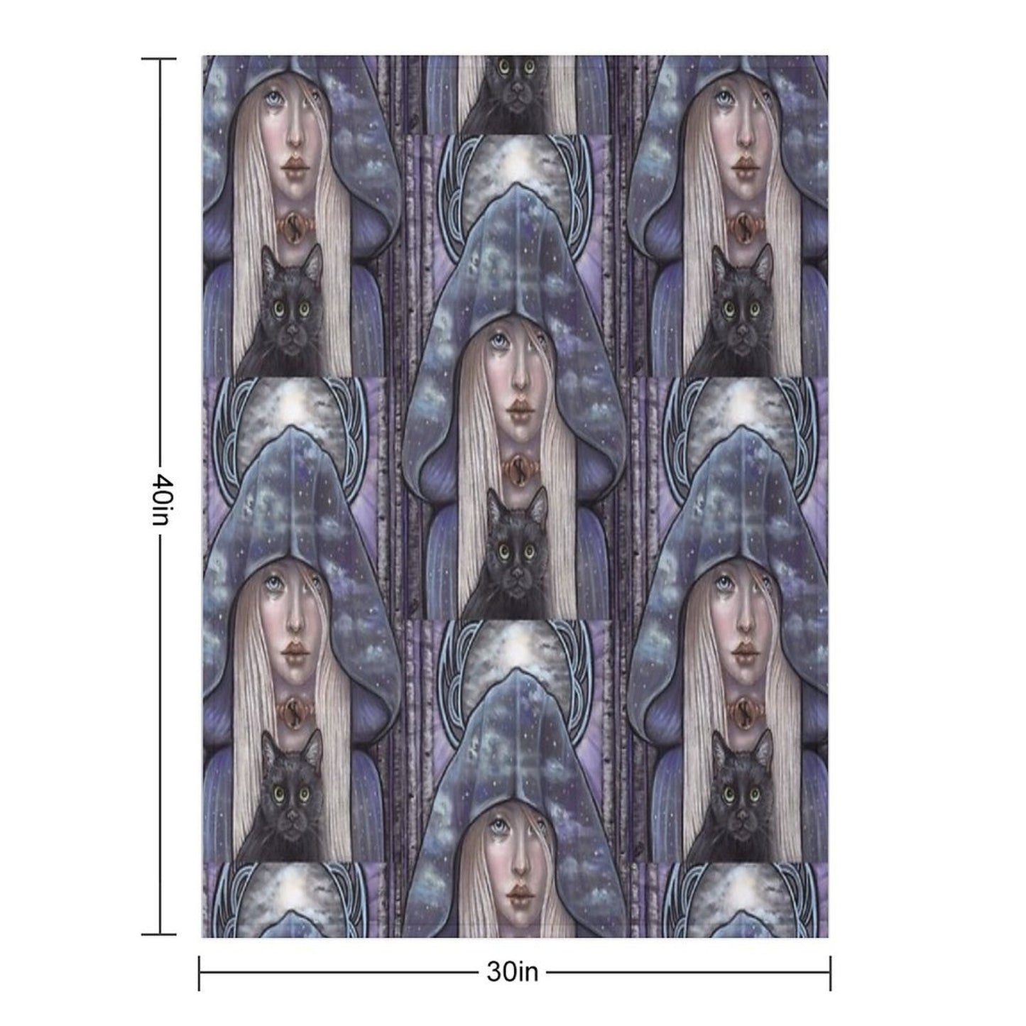 Nauthiz Rune Maiden Black Cat Sorceress Throw Blanket