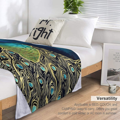 Golden Peacock Throw Blanket