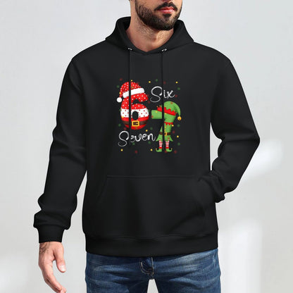 67 Meme Six Seven Christmas Pajamas Funny Gen Alpha Slang Kangaroo Pocket Hoodie