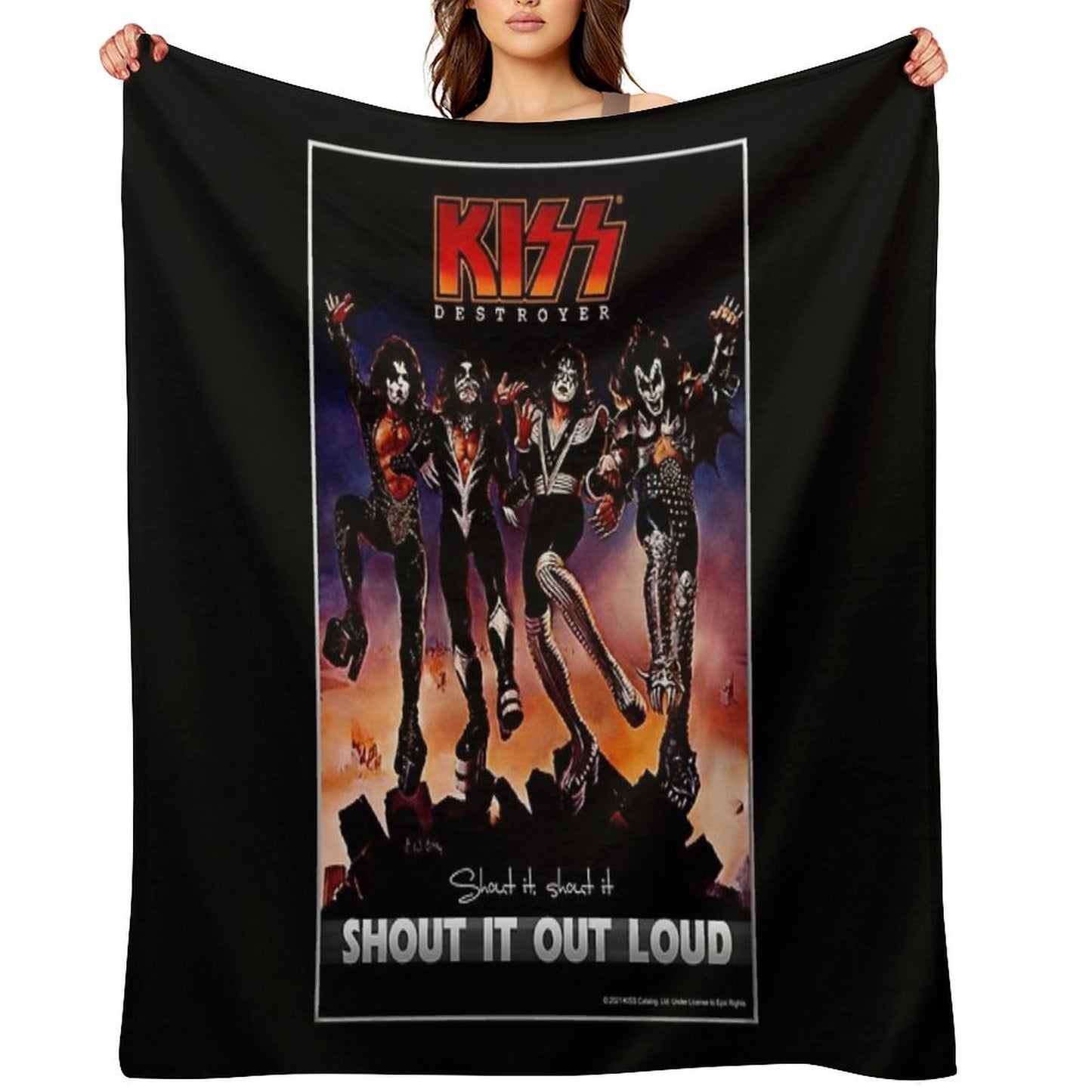 KISS ® The Band - Destroyer - Shout It Out Loud Lyrics Throw Blanket