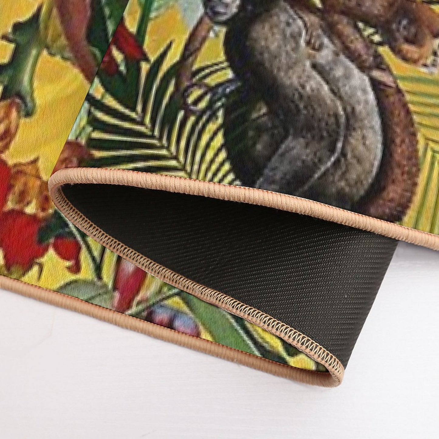Tropical Monkey Jungle Botanical Garden Pattern - Yellow Nightgarden Bath Mat