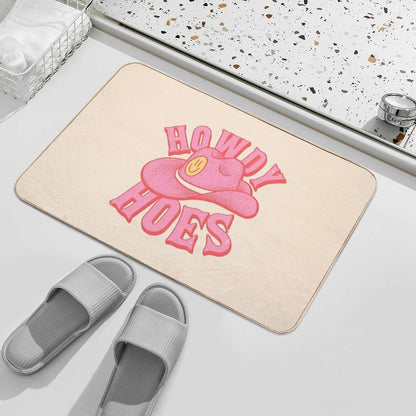 Howdy Hoes  Pink Cowboy Cowgirl Rodeo Hat Preppy Aesthetic  MEME HOWDY Y'ALL  White Background Bath Mat