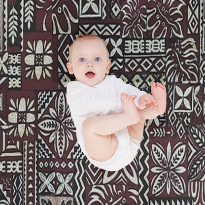 Hawaiian Ulu Tapa Throw Blanket