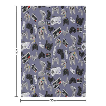 Old School Video Game Controllers - Repeating Pattern Throw Blanket