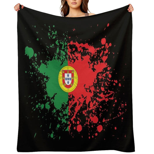 Portugal Souvenir Landmark, Portugal Flag Travel Throw Blanket