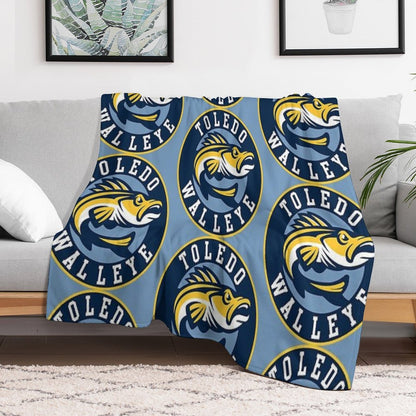 TOLEDO WALLEYE Hockey Logo1 Throw Blanket