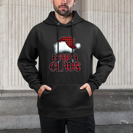 Papa Claus Funny Christmas Pajama Family Matching Kangaroo Pocket Hoodie