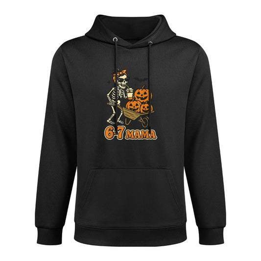 67 Mama Halloween Skeleton Pumpkin Six Seven Mom Funny Meme Adjustable Hood Hoodie