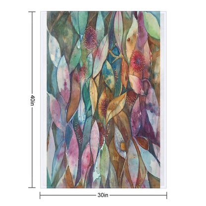 Watercolor Gum Blossoms in Green And Pink Throw Blanket