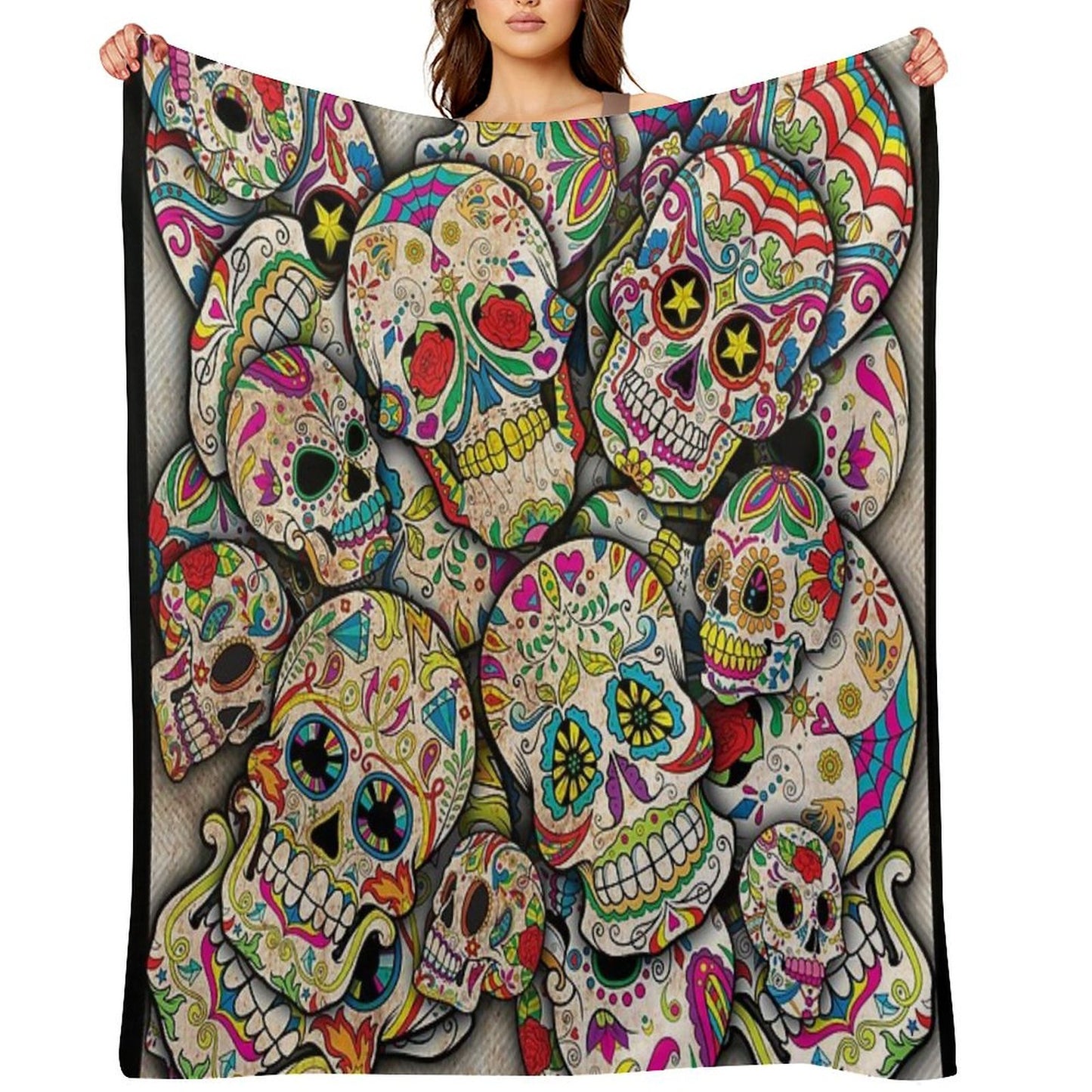Sugar Skull Collage Throw Blanket