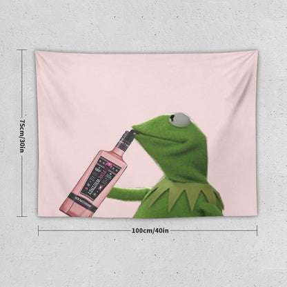 Kermit Sipping Pink Whitney Tapestry