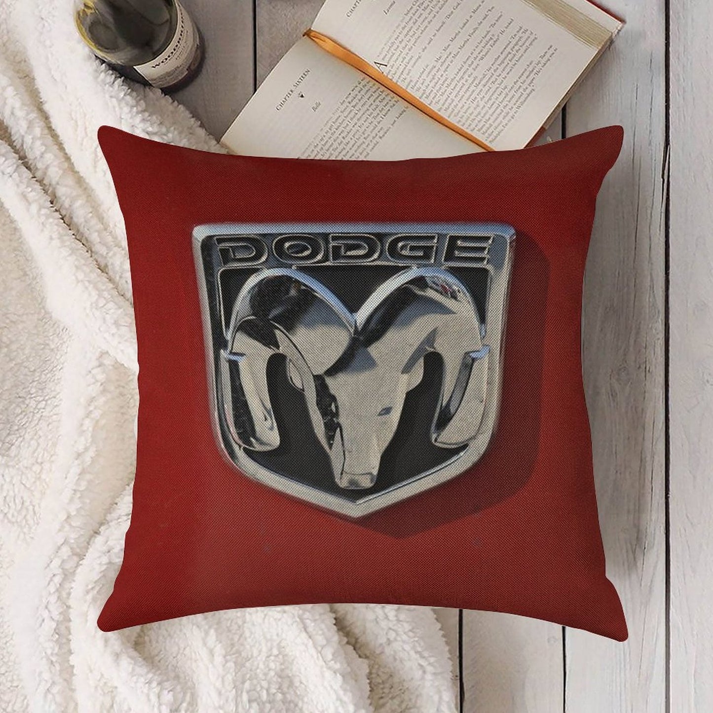 Dodge Logo Linen Throw Pillow Cover