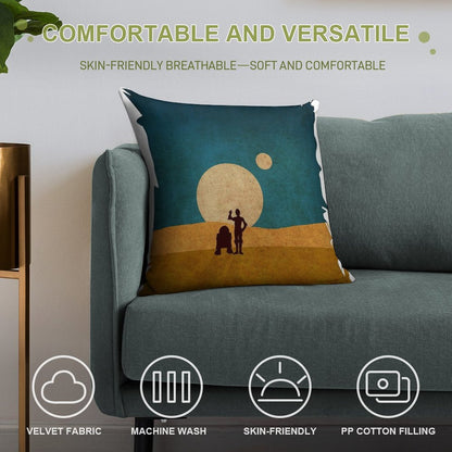 Droids In The Dunes Soft Ultra-Soft Texture Throw Pillow