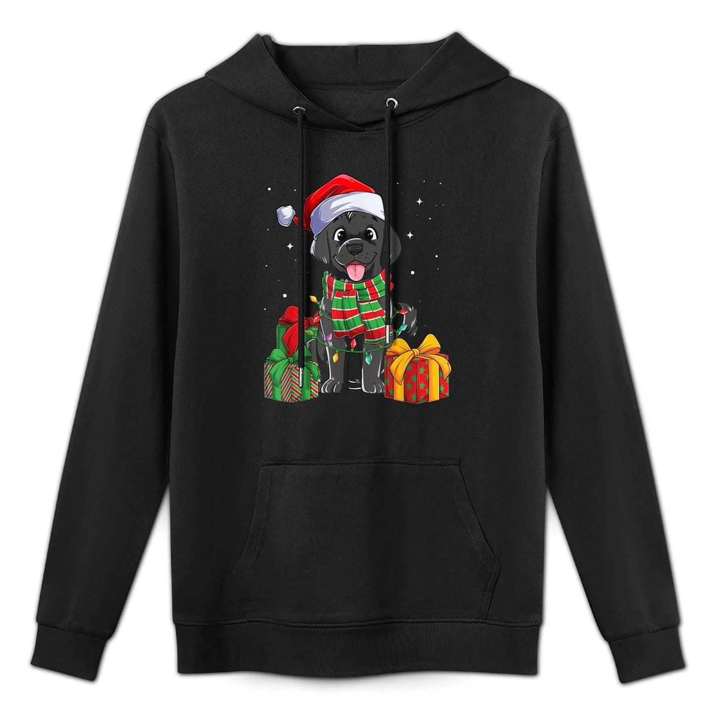 Black Labrador Retriever Christmas Lights Xmas Lab Dog Lover Men Women Kids Pilling-Resistant Hoodie