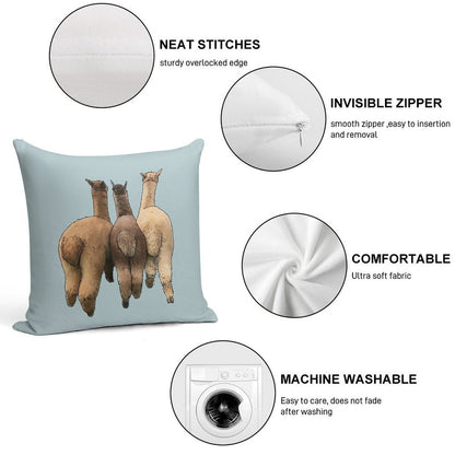Alpaca Butts Soft Fade-Resistant Throw Pillow